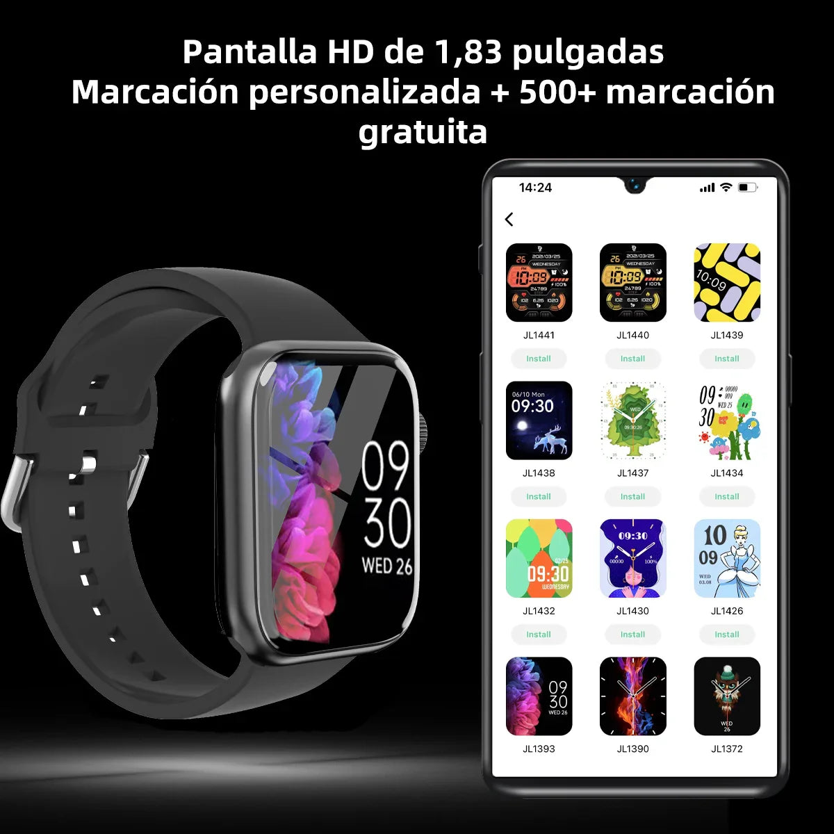 Fashion Sports Smart Watch  Men & Women 1.83in Full Touch Screen Fitness Tracker  Watch