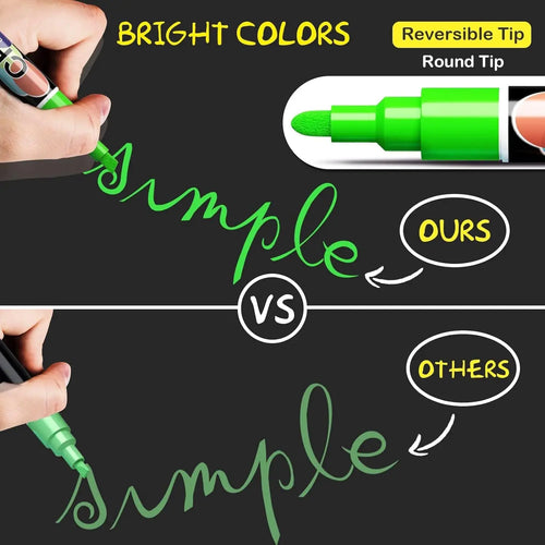 12-Color Washable Liquid Chalk Markers, Wet Erase Neon Pens for Blackboard, Glass, and Kids Art