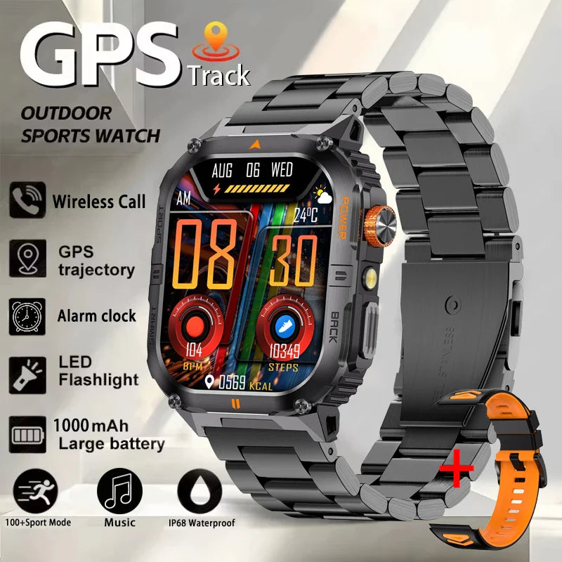 2026 New Smart Watch 2.00inch HD Display Bluetooth Call LED Flashlight Multiple Sports Modes Pedometer Men's Sports Smartwatch