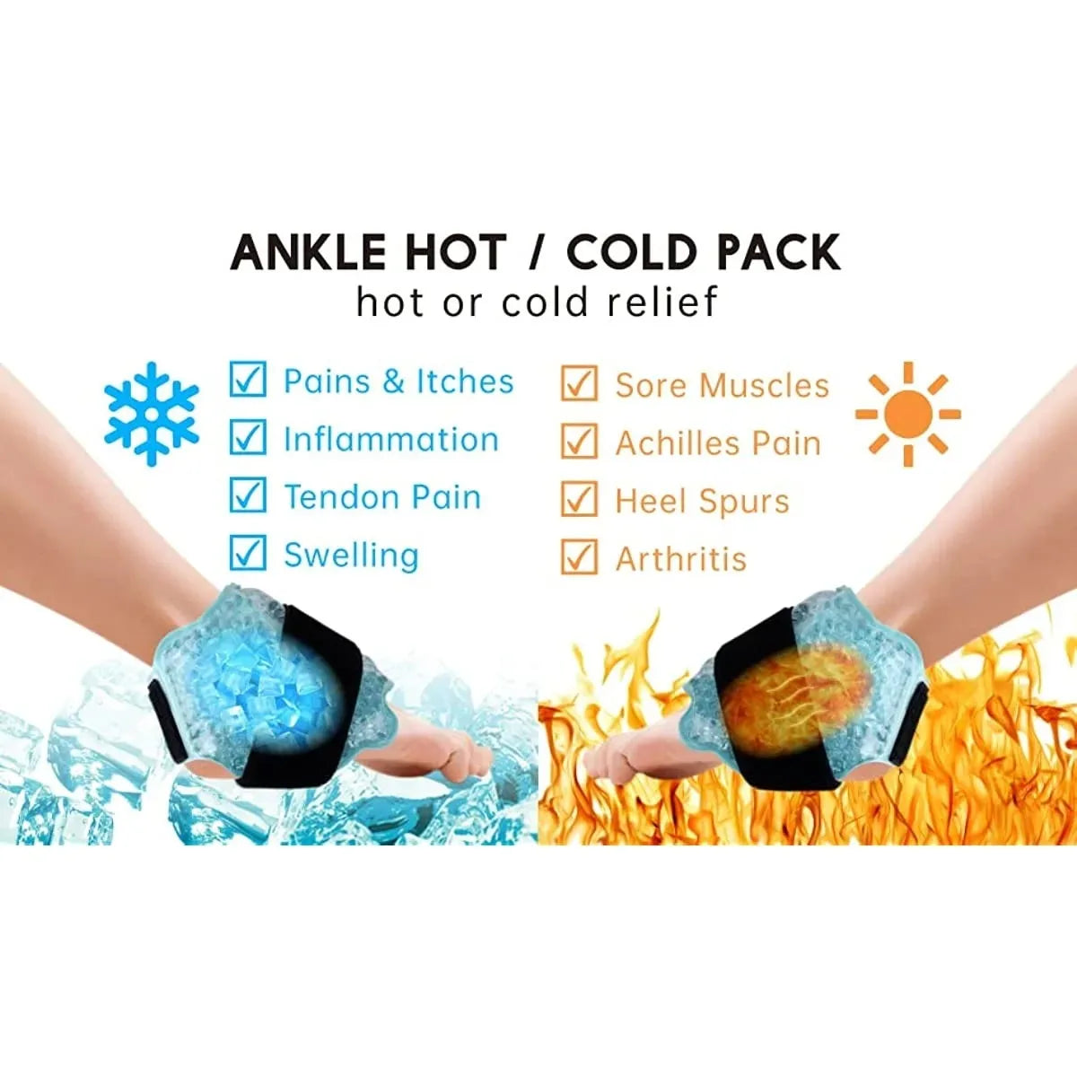 Ankle/Sport Foot Ice Compress Wrap Ankle Hot Cold Gel Bead Ice Pack for Ankle Foot Hand Care Massager Ankle Support Ankle Pad