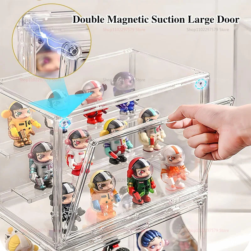 Acrylic Display Stand High Clarity Blind Box Organizer for Anime Collectibles Mini Figures Badge Holder Model Showcase Cabinet