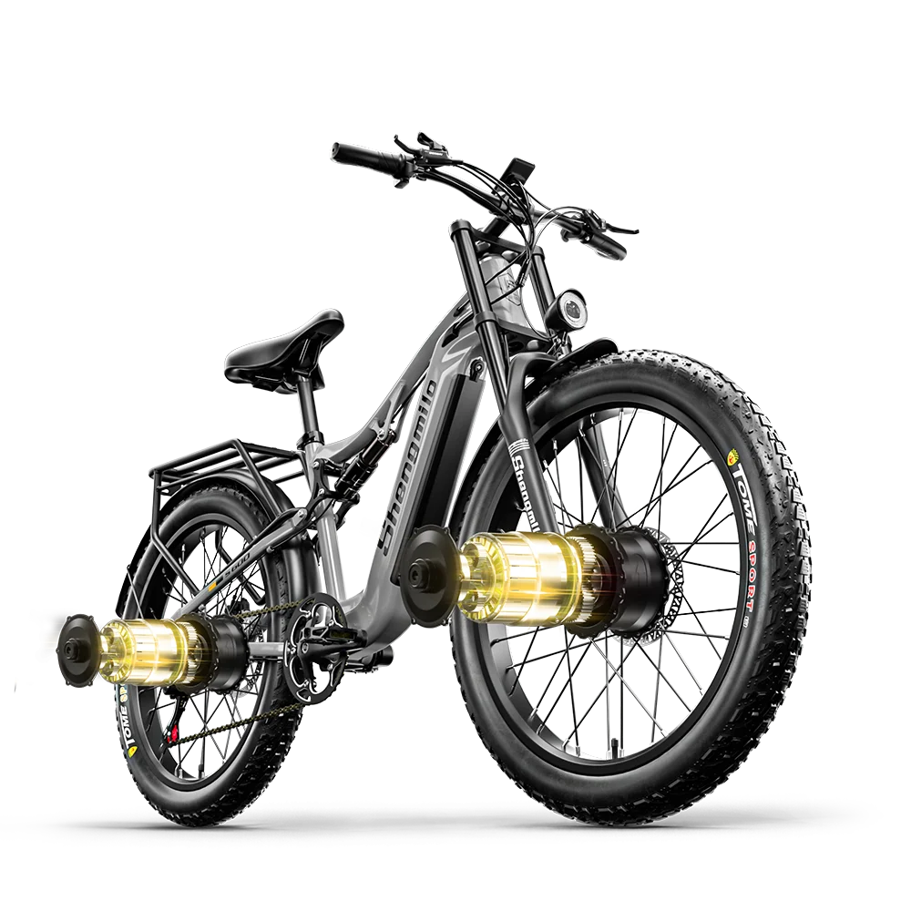 Shengmilo S600 Electric Dirt Bike 2000w Dual Motor Electric Bike Adult  48V 17.5AH Battery 26 inch Fat Tire Bicycle Electric