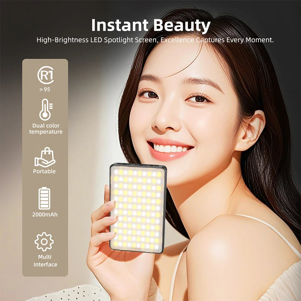 80pcs LED 1500Mah Rechargeable Clip Video Light Adjusted 3 Light Modes for iPad Laptop Makeup Selfie Vlog Live Stream
