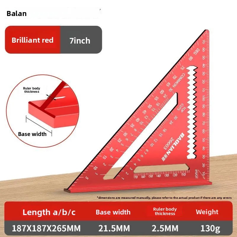 Triangle Angle Ruler Metric Aluminum Alloy Angle Protractor Triangular Measuring Ruler Woodwork Square Triangle