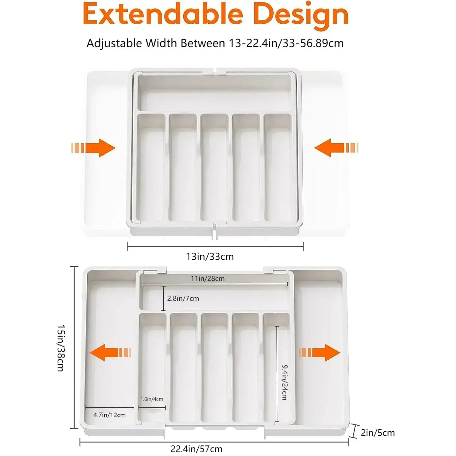 New Adjustable Cutlery Organizer - Upgraded Plastic Storage Tray with Dividers, Ideal for Organizing Spoons and Knife Drawers.