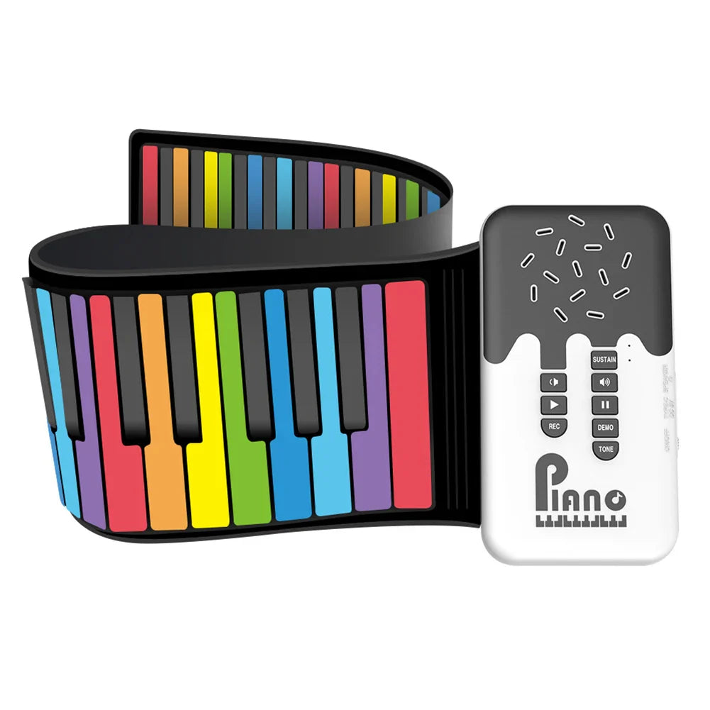 49 Keys Digital Keyboard Portable Flexible Roll Up Piano USB Input Bluetooth-Compatible Mp3 Headphone for Music Lovers Beginners