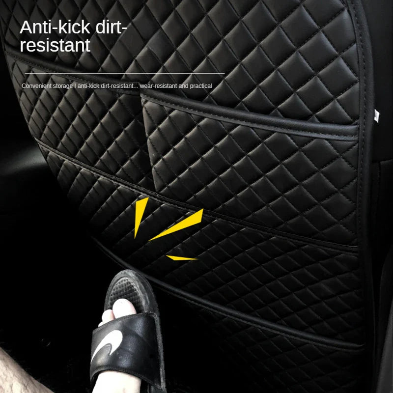 New Car Anti Kicks Pad With Organizer Pocket Leather Universal Seat Back PU Leather Protector Cover Backseat Child Kick Mats