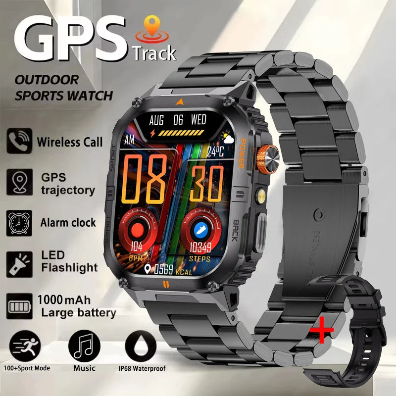 2026 New Smart Watch 2.00inch HD Display Bluetooth Call LED Flashlight Multiple Sports Modes Pedometer Men's Sports Smartwatch