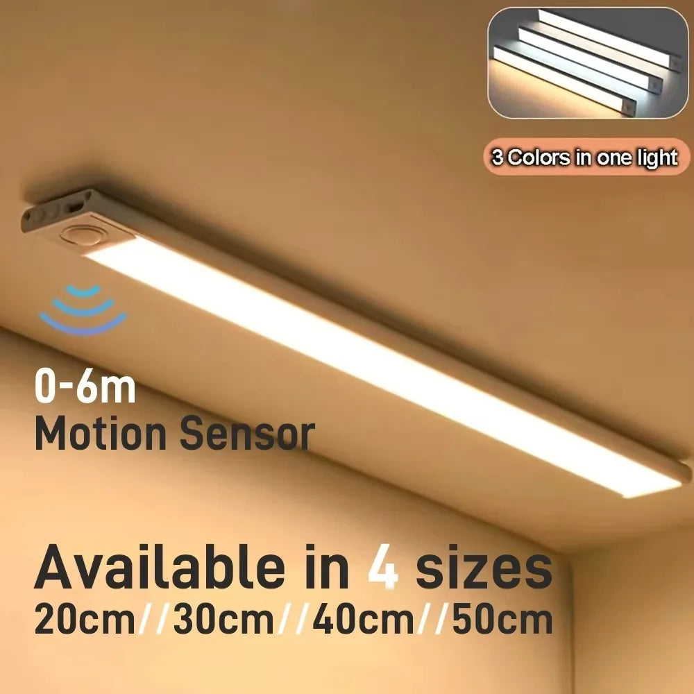 Motion Sensor Night Light USB Rechargeable Wireless Lamp Under Cabinet Led Lights for Kitchen Cabinet Bedroom Wardrobe Lighting