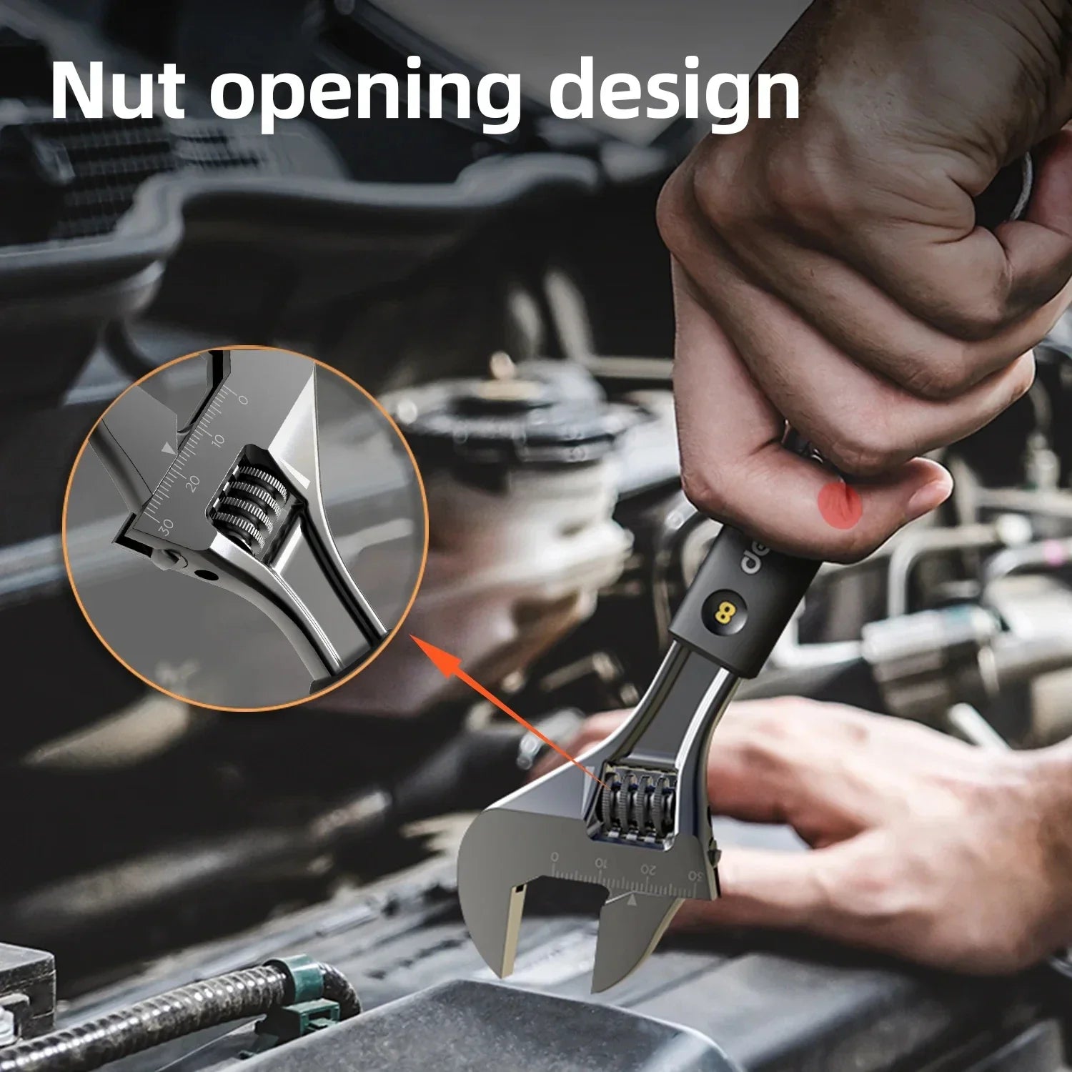 Deli Adjustable Spanner Multicolor 1 PCS 8'' Househol Multifunctional Rubberized Non-slip Handle Electrician Repair Hand Wrench