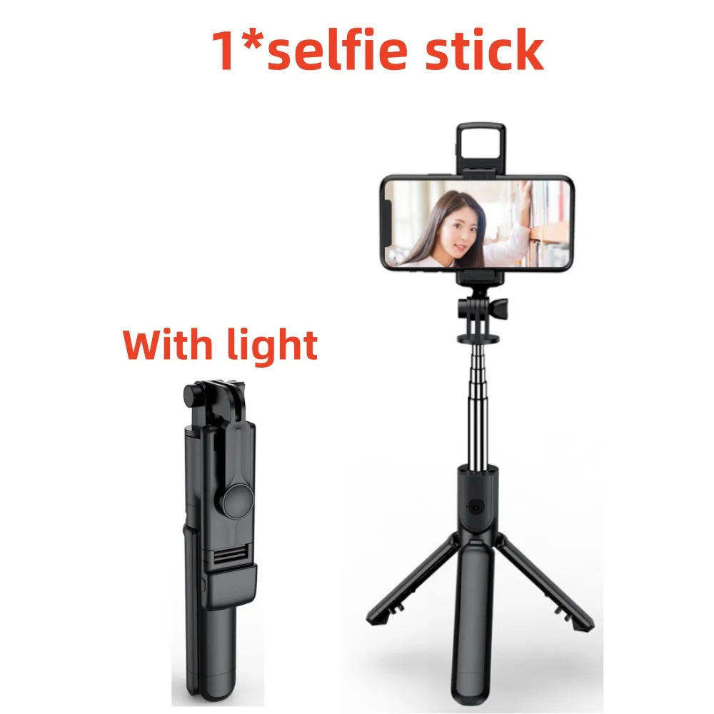 BSLIUFANG Monopod Remote Shutter Fill Light for iPhone Samsung Xiaomi Phone Holder Mini Tripod Wireless Bluetooth Selfie Stick