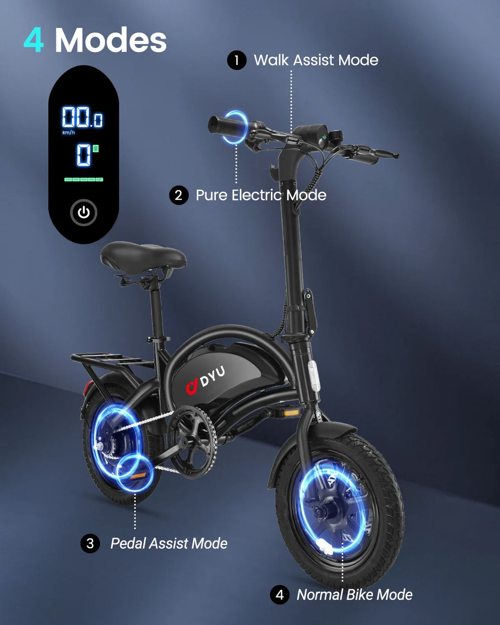 【1 Year Warranty】DYU D3F Electric Bicycle Peak 500W Motor 36V7.8AH Lithium Battery Electric Bike,20mph city E-bike UL2849