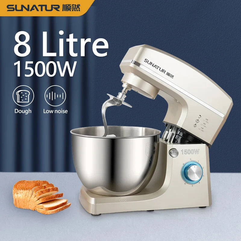 SUNATUR 8L Stand Mixer 1500w Electric Food Processor Commercial auto Dough Kneader planetary mixer Timed ferment Filling Mixer