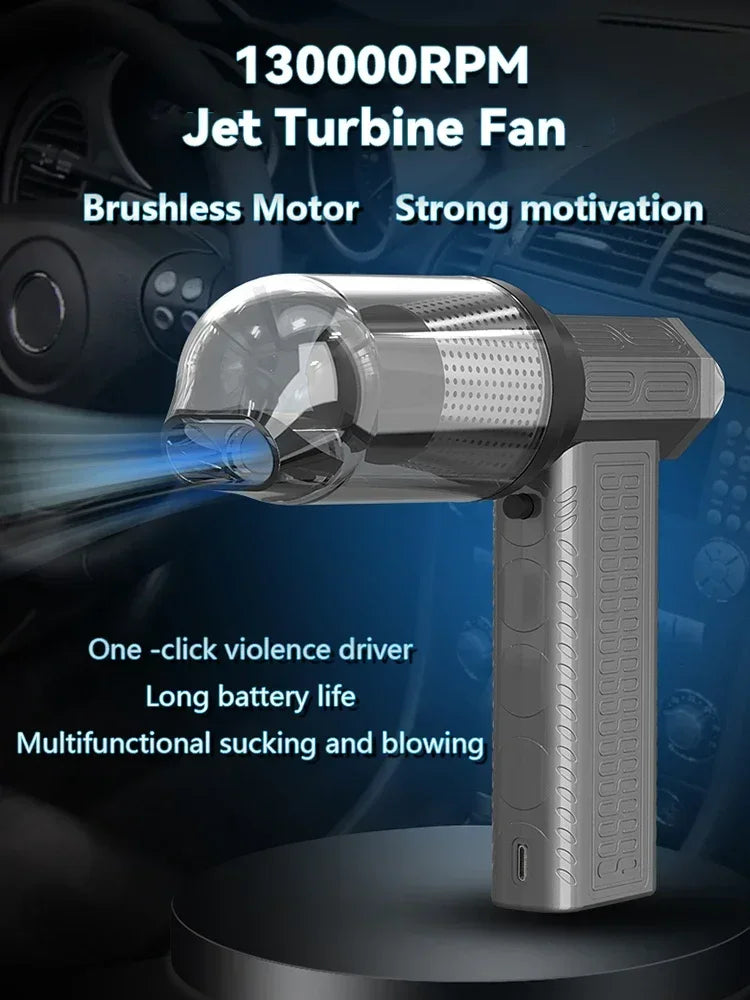 130000RPM Turbofan Air Blower Mini Turbo Jet Fan Brushless Motor Handheld Duct Fan Portable Charging Cleaning Car Vacuum ＆Dryer