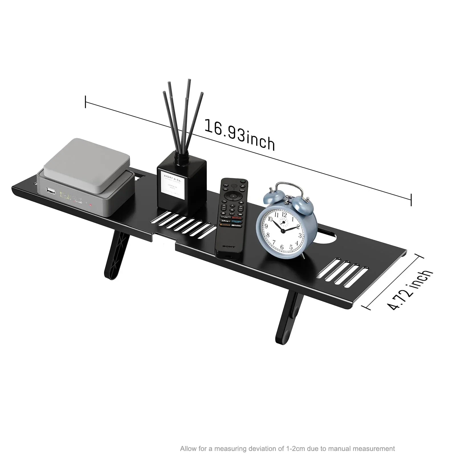 Adjustable TV Screen Top Shelf Computer Monitor Desktop Organizer Storage Rack TV Media Box, Router Shelf with 2 Storage Boxes