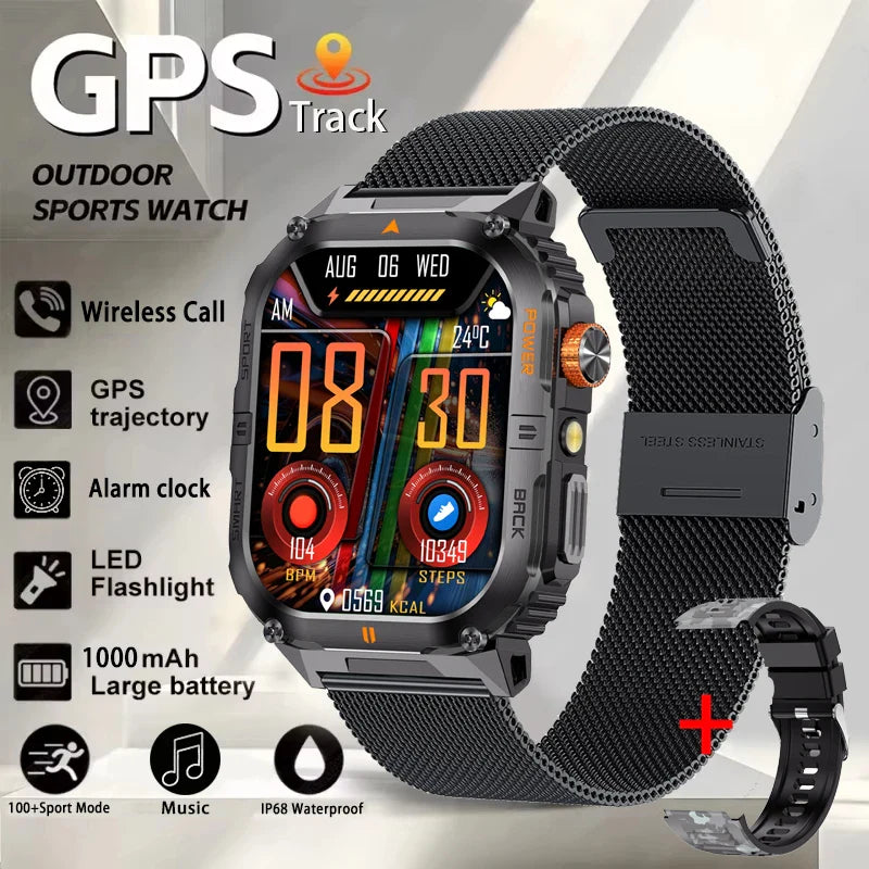2026 New Smart Watch 2.00inch HD Display Bluetooth Call LED Flashlight Multiple Sports Modes Pedometer Men's Sports Smartwatch