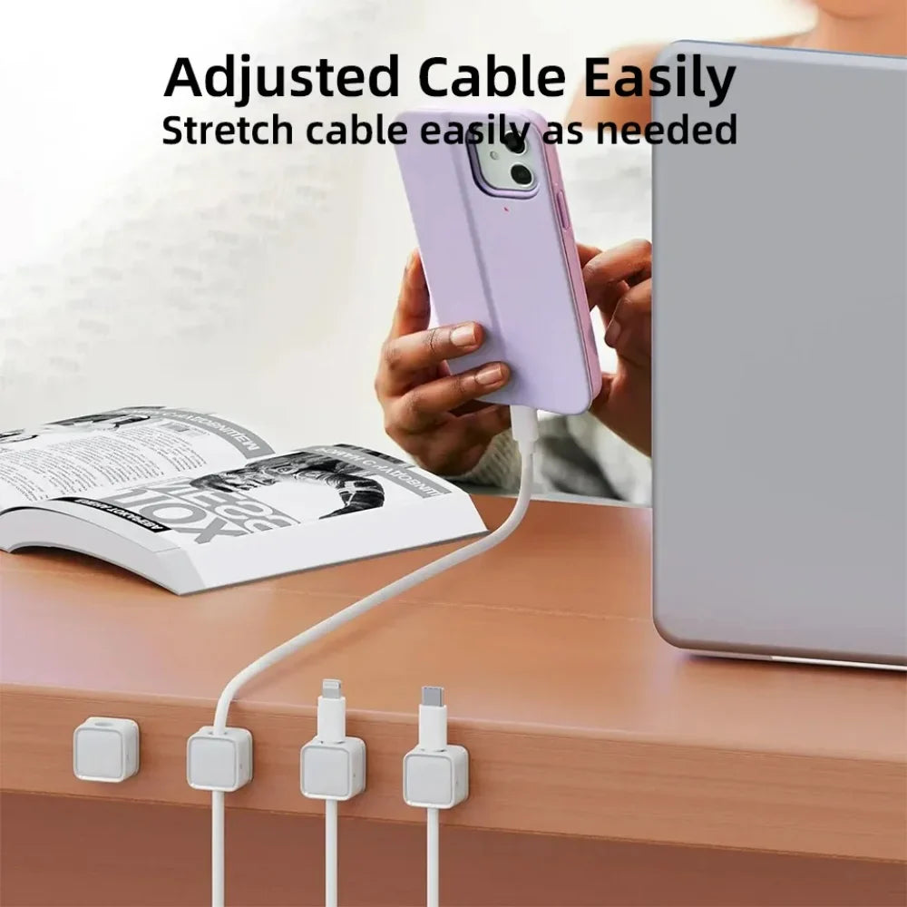 1/3/6 PCS Cable Management Magnetic Cable Organizer Wire Keeper Wall Data Cable Clips Winder Adjustable Cord Holder Under Desk