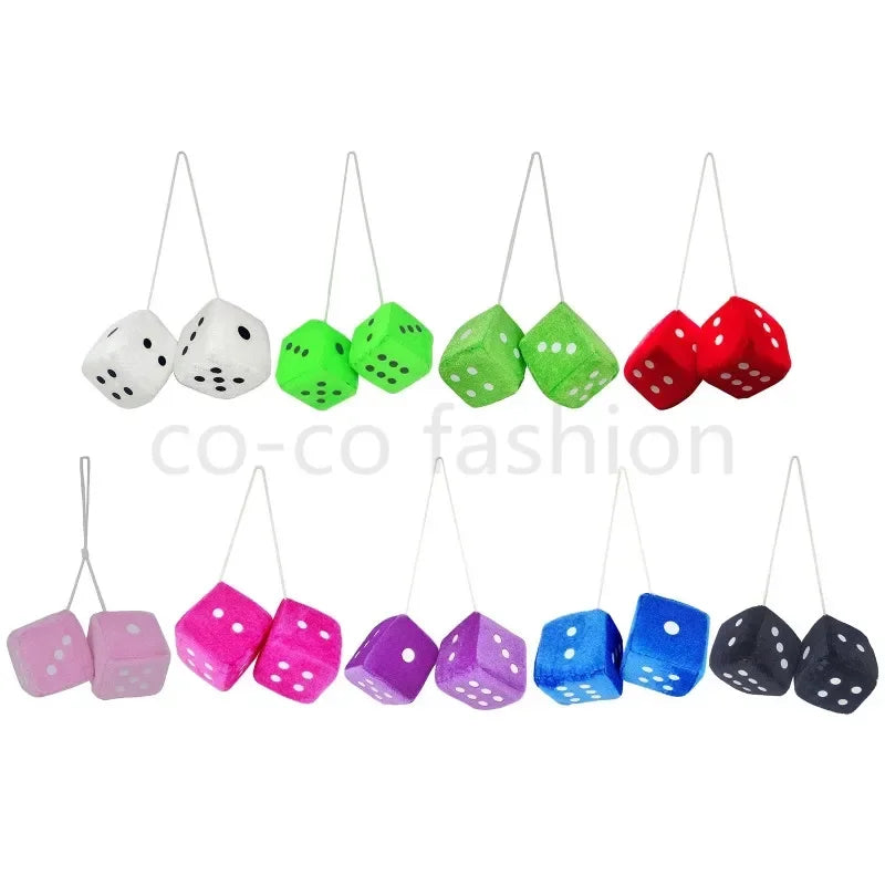 2pcs Plush Dice Toys Velvet Pendants Car Hanger With Suckers Stress Relief Squeeze Cube Fluffy Stuffed Decoration Eid Amagi