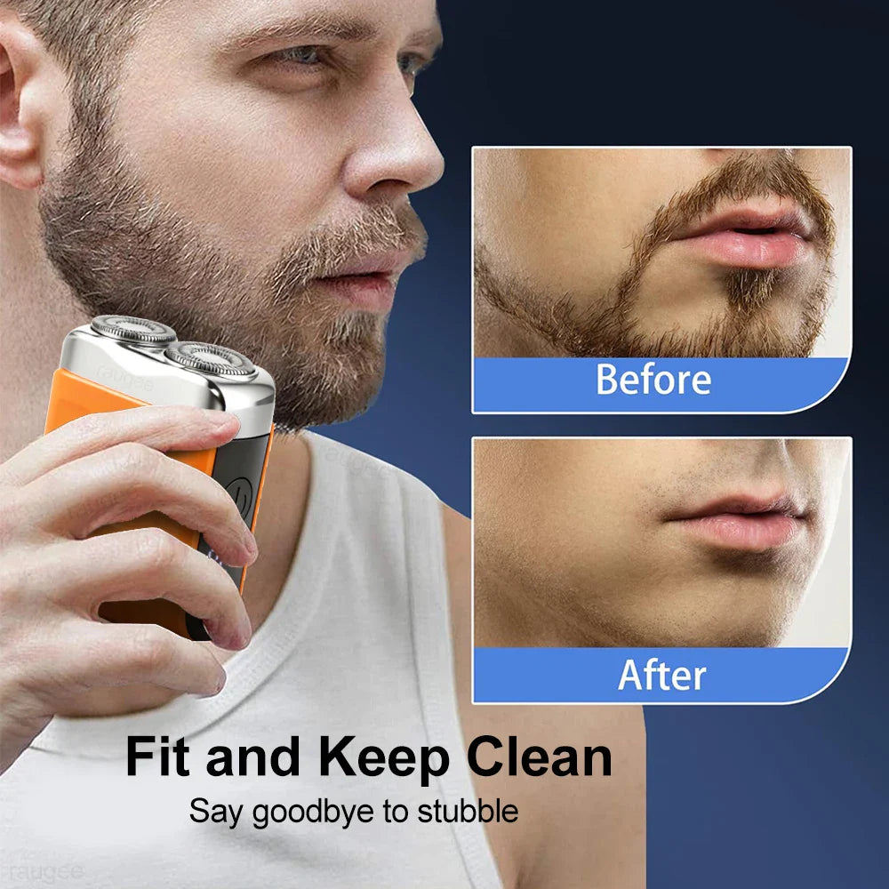 Mini Electric Shaver for Men Wet/Dry Facial Beard Trimmer Rechargeable Portable Mini Beard Shaver Dual-Head Blade Electric Razor