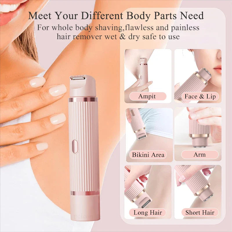 Bikini Trimmer Electric Razor for Women Body Underarm Leg Shaver Female Electric Painless Epilator Facial Mustache Hair Remover