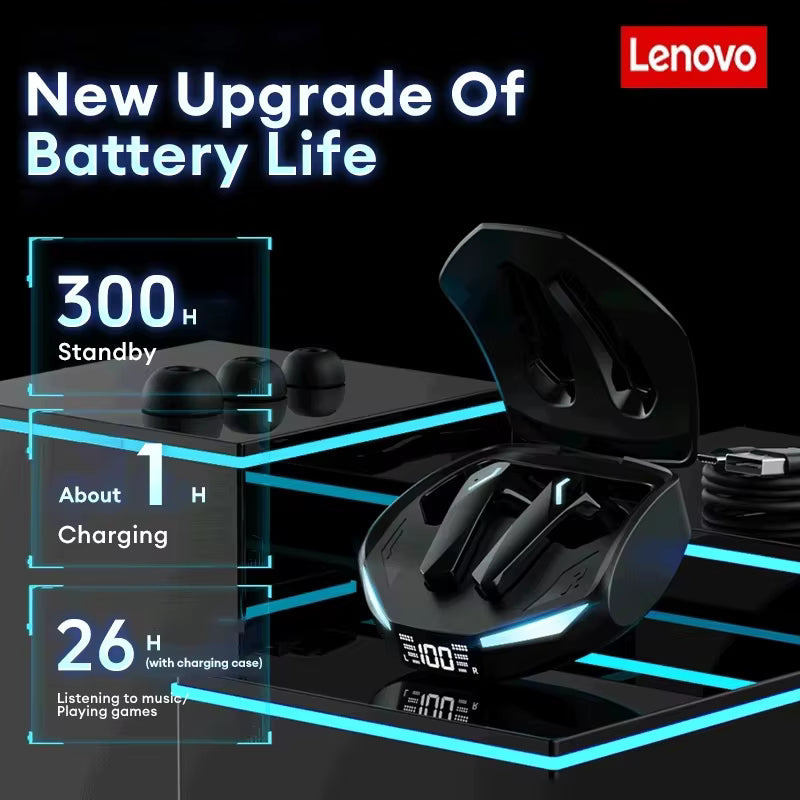 Original Lenovo XT53 Bluetooth V5.4 Earphones LED Power Display Gaming Headphones Waterproof Anti-sweat Upgraded Wireless Earbud