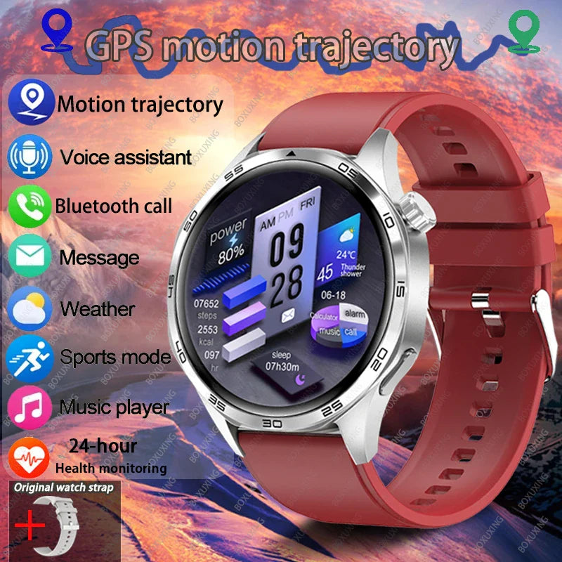 BOXUXING New Watch 5 Pro GPS NFC Men 100+sport Smart Watch AMOLED Screen Heart rate Bluetooth Call IP67Waterproof Man Smartwatch