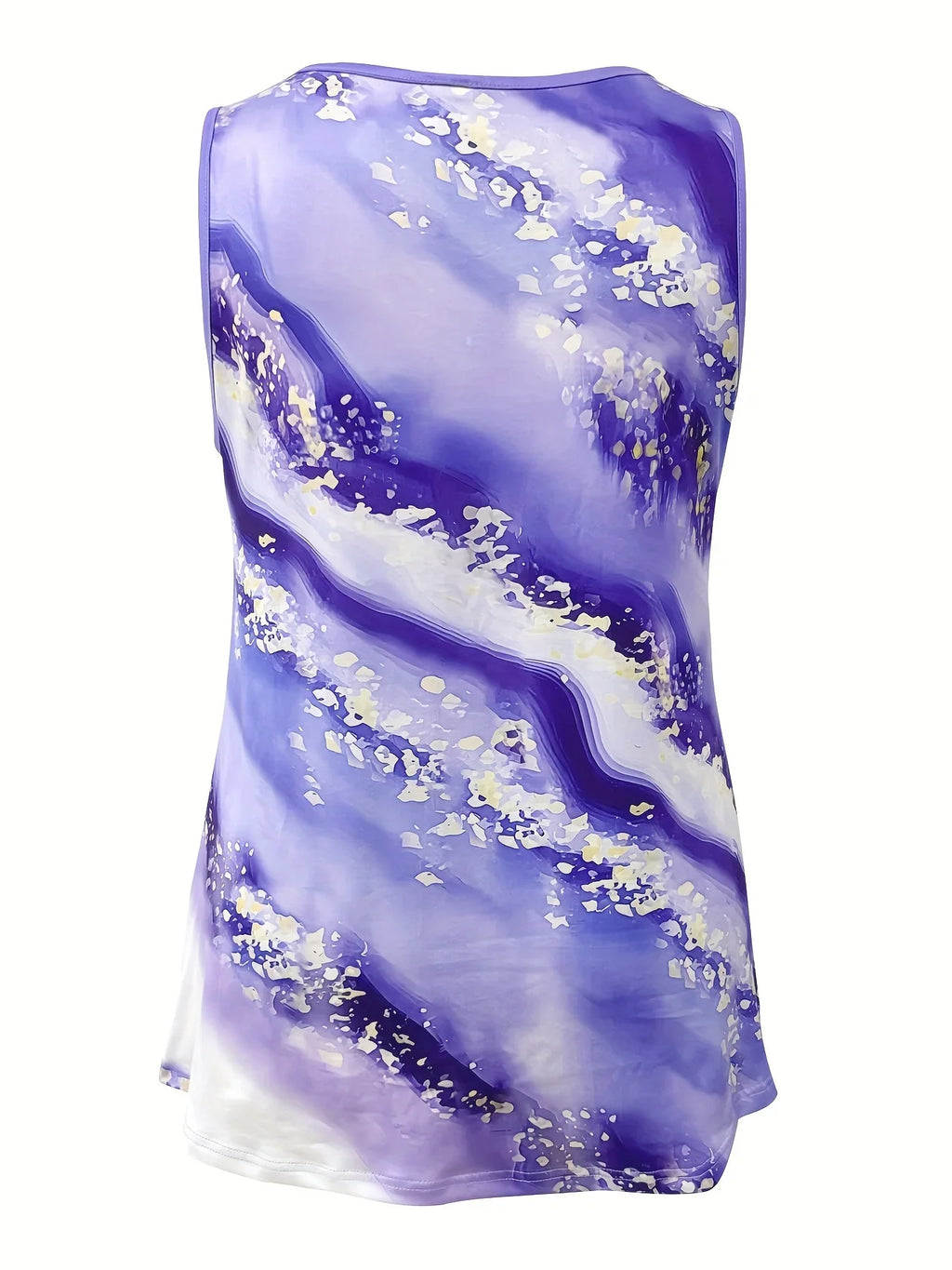 Plus Size Marble Print Tank Top Criss Cross Sleeveless