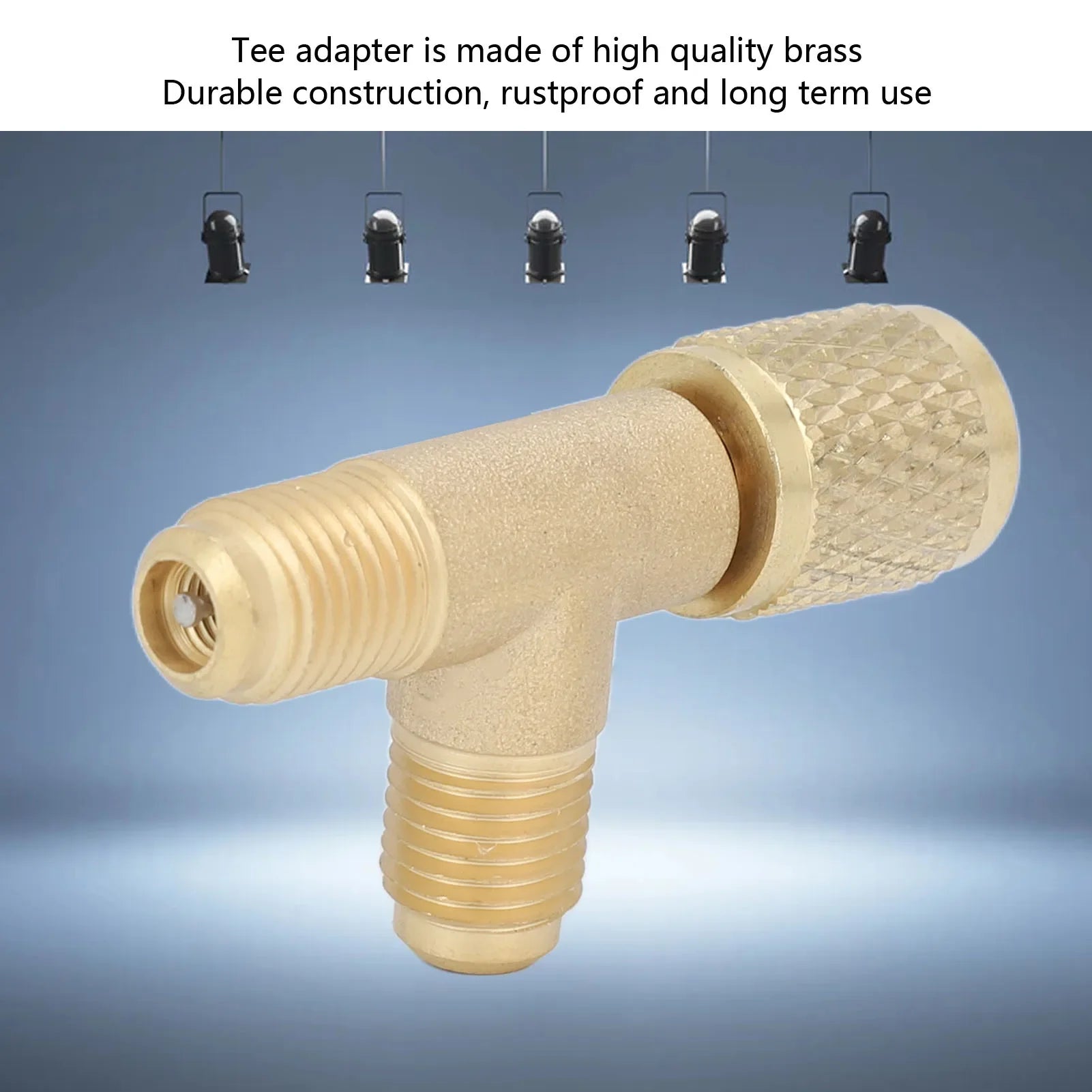 Quick Coupler Tee Adapter with Valve Core Brass 1/4in SAE Sturdy Structure for R22 R12 R134