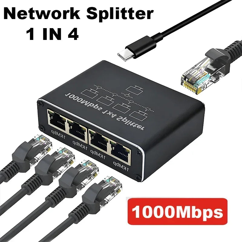 Gigabit Ethernet Switch Rj45 Splitter LAN Gigabit Extension Adapter 1000Mbps Network Connector For PC Laptop TV Box Router