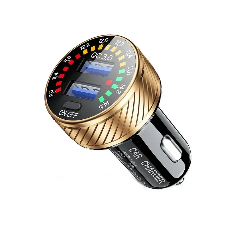 12 24V  With Touch Switch Color Screen Dual USB Car Charger QC 3.0 Waterproof 18W Fast Charging Marquee Light Car Charger