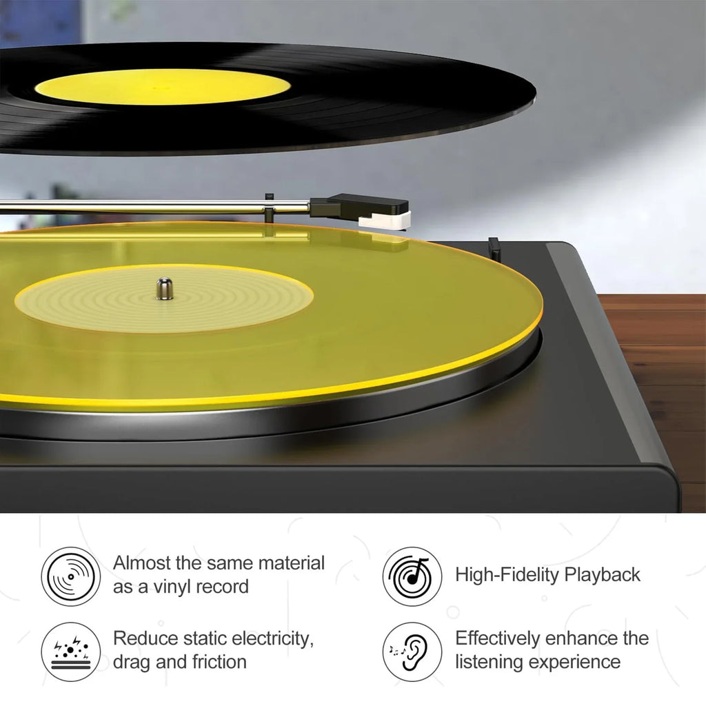 Turntable Mat Record Platter Slipmat Low Noise Acrylic Record Player Platter Slip Mats for 12 Inch Record Player Turntable Mat
