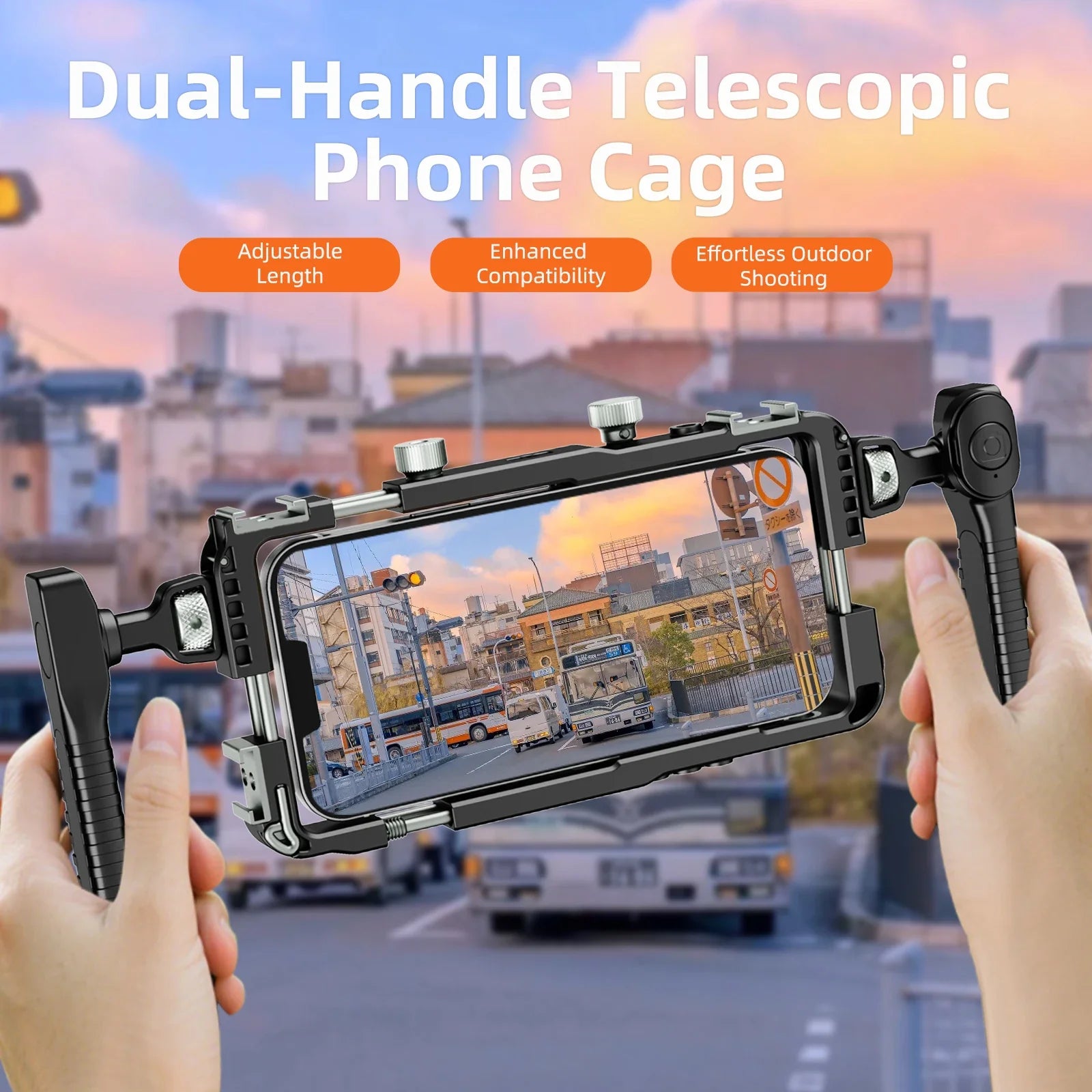 Universal Smartphone Video Rig with Handles 67mm Filter Adapter Phone Cage for iPhone 14 13 15 Pro Max Samsung S23 Ultra