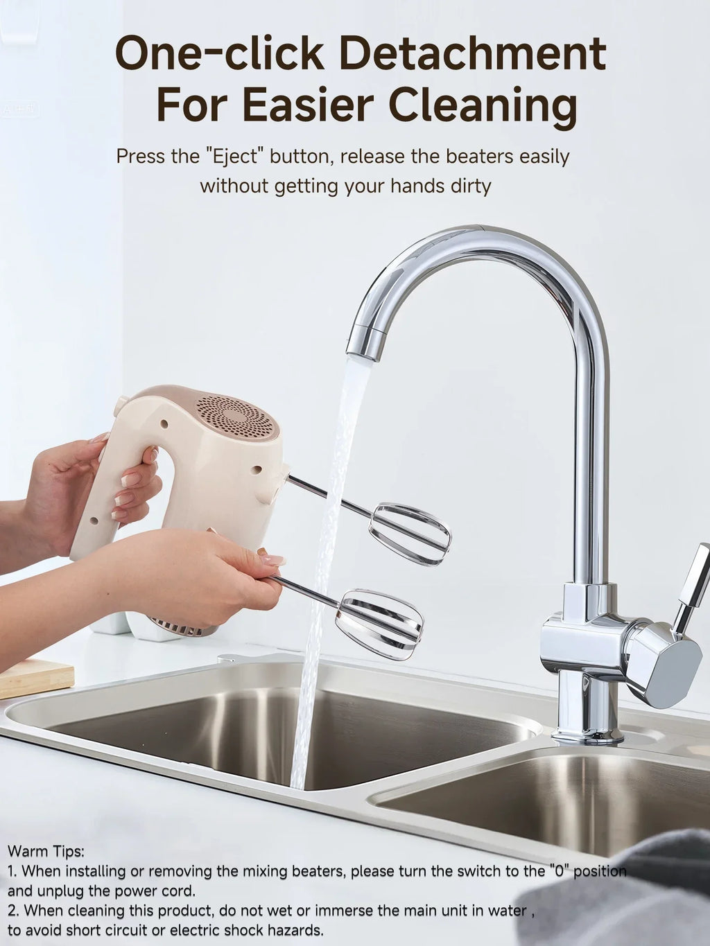 SUNATUR 3-in-1 Electric Hand Mixer 350W Egg Beater Cream Whipper Portable Kitchen Mixer with Storage Base for Home Baking