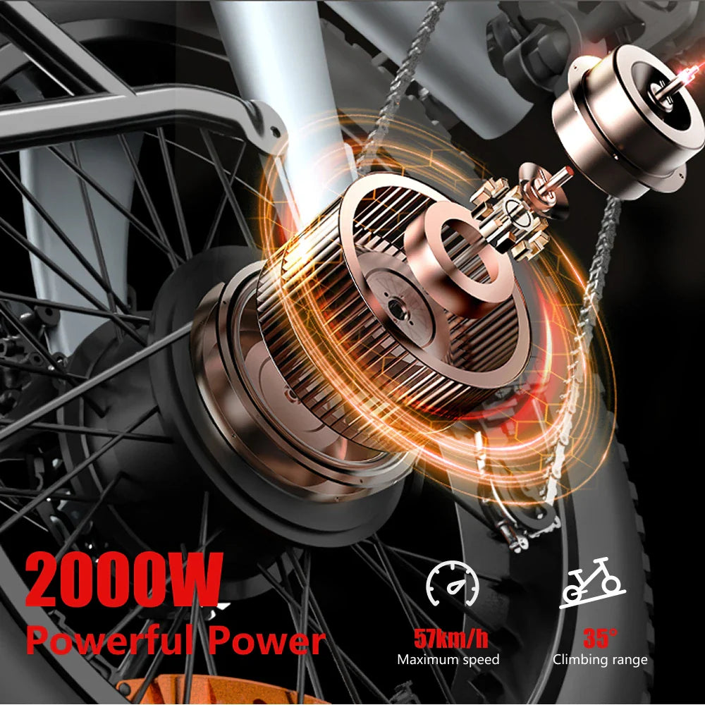 HX Q3 e bike 2000W electric bike 48V 20AH Adult E bike 20Inch Tire Off-Road fatbike City Electric bicycle  Mountain e bikes
