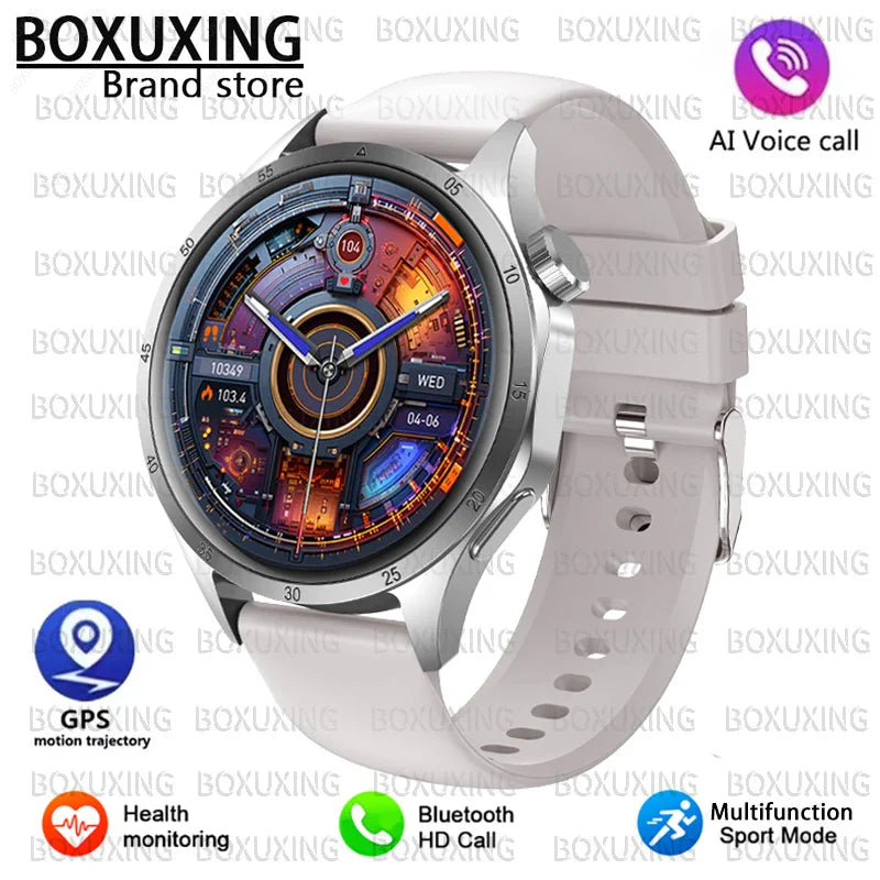 2026 New BOXUXING GPS NFC Smart Watch Men 360*360 AMOLED Screen Heart rate Bluetooth Call IP67 Waterproof Man Smartwatch Women