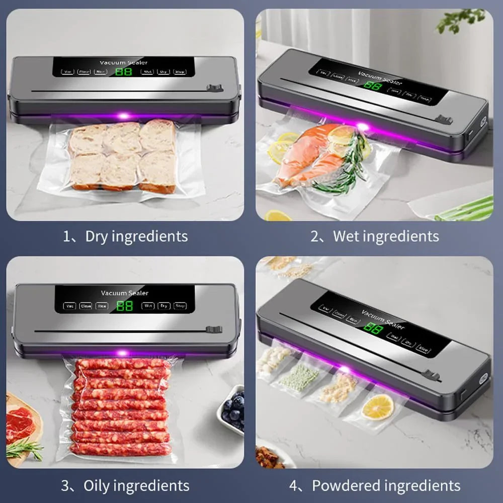 Home Vacuum Sealer Machine Dry/Wet Food Packaging Storage Plastic Bags Sealer Built-in Cutter Kitchen Products Packaging Sealer
