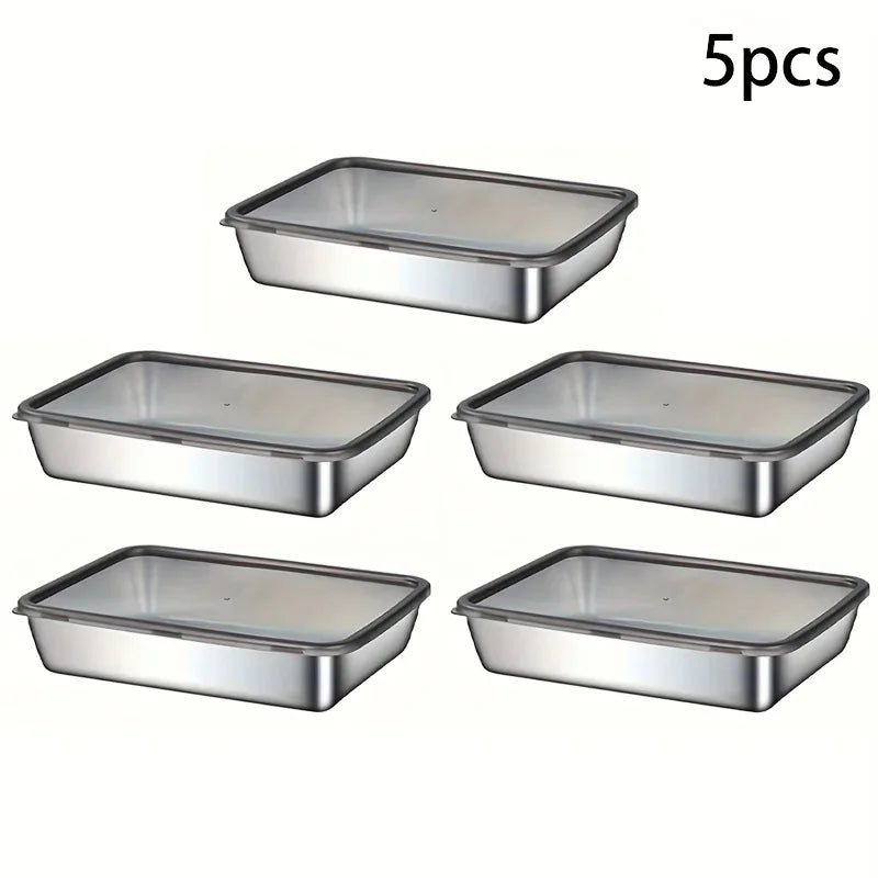 2026 5pcs Stainless Steel Food Storage Set - Leak - Proof Lids Durable & Easy  Sandwiches Fruits - Great for Home Parties