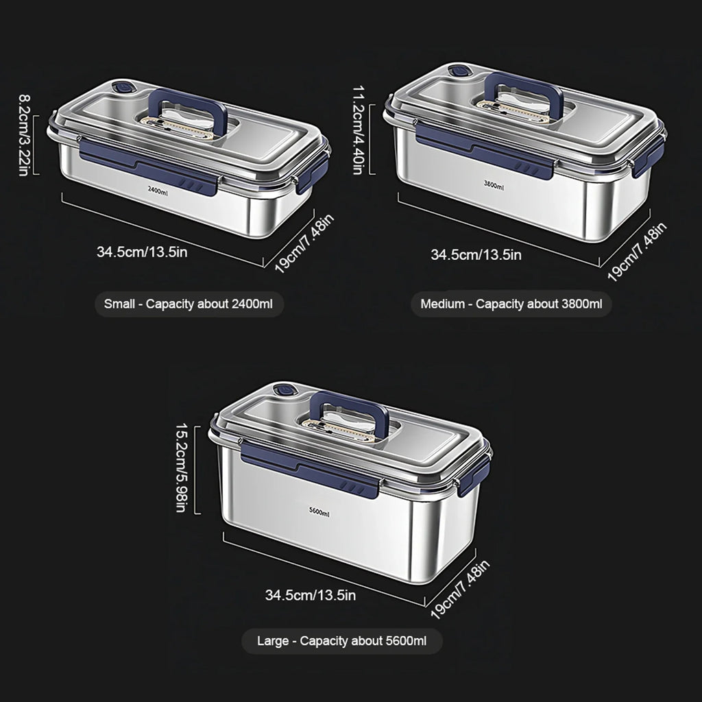 Food Storage Container with Lids Airtight 304 Stainless Steel Large Capacity Leakproof Kitchen Storage Container with Date