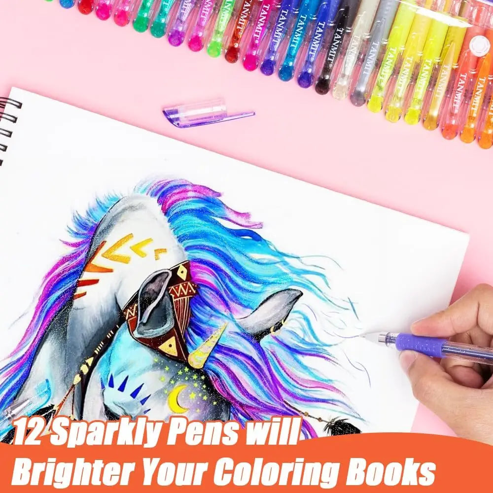 36 Vibrant Gel Pens Set for Adult Coloring, 40% More Ink, Fine Tip Markers for Drawing & Scrapbooking