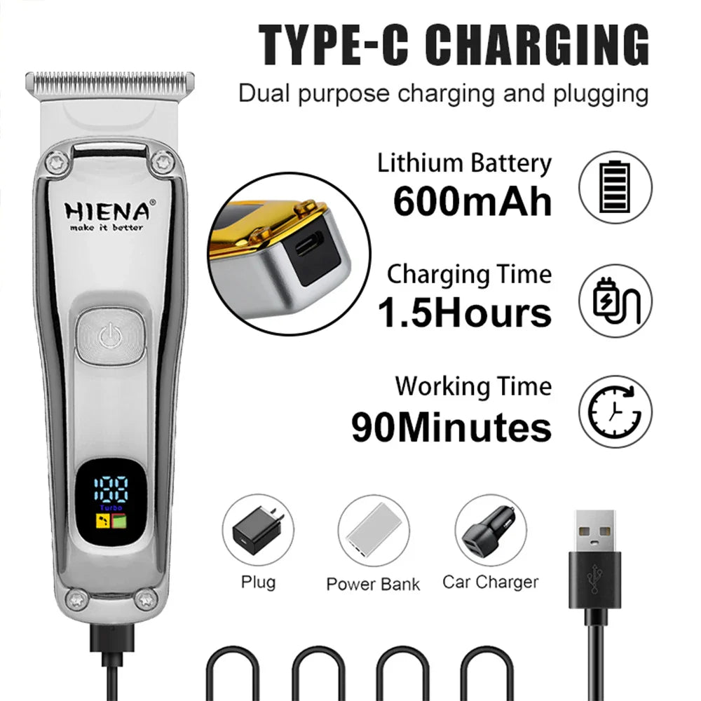 hiena Hair Clipper Barber Professional Cordless Trimmer Magnetic Motor Mower Men Hair Cutter 9000 RPM Hair Cutting Machine