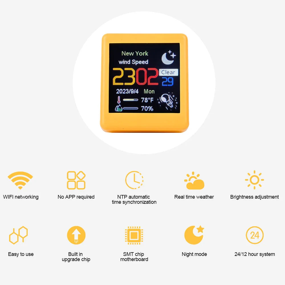 Small Portable Smart Wifi Weather Station Display Weather Temperature Humidity Time Alarm Clock Desktop Decoration