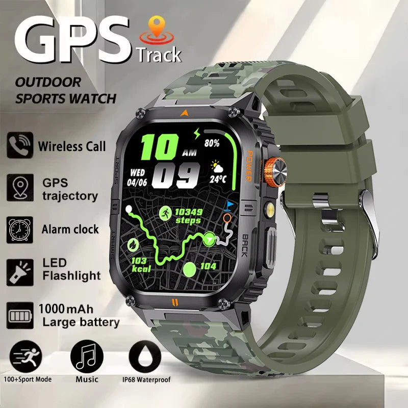 2026 New Smart Watch 2.00inch HD Display Bluetooth Call LED Flashlight Multiple Sports Modes Pedometer Men's Sports Smartwatch