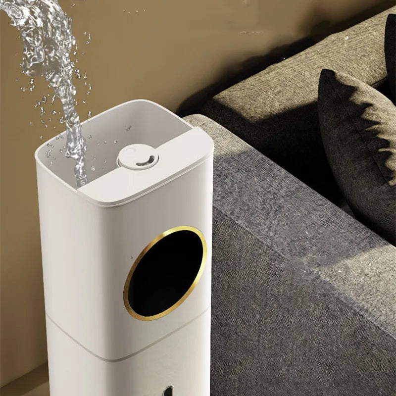 220V Electric Humidifier 8L Capacity Floor-type Air Purifier Mist Maker Intelligent Touch Screen Adjustable Aromatherapy Fog