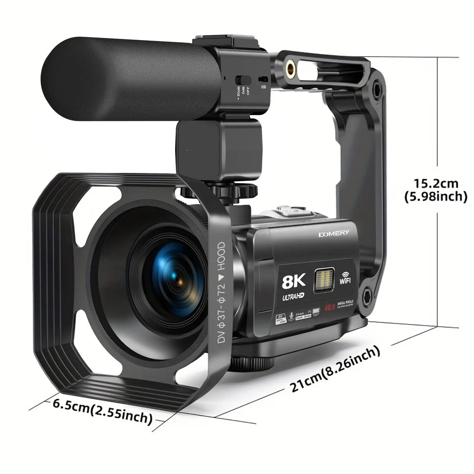 64MP 8K Video Camera Digital Recorder 18X Infrared Night Vision Camcorder 3.0 inch Rotate Touch Screen WIFI Livestreaming Webcam