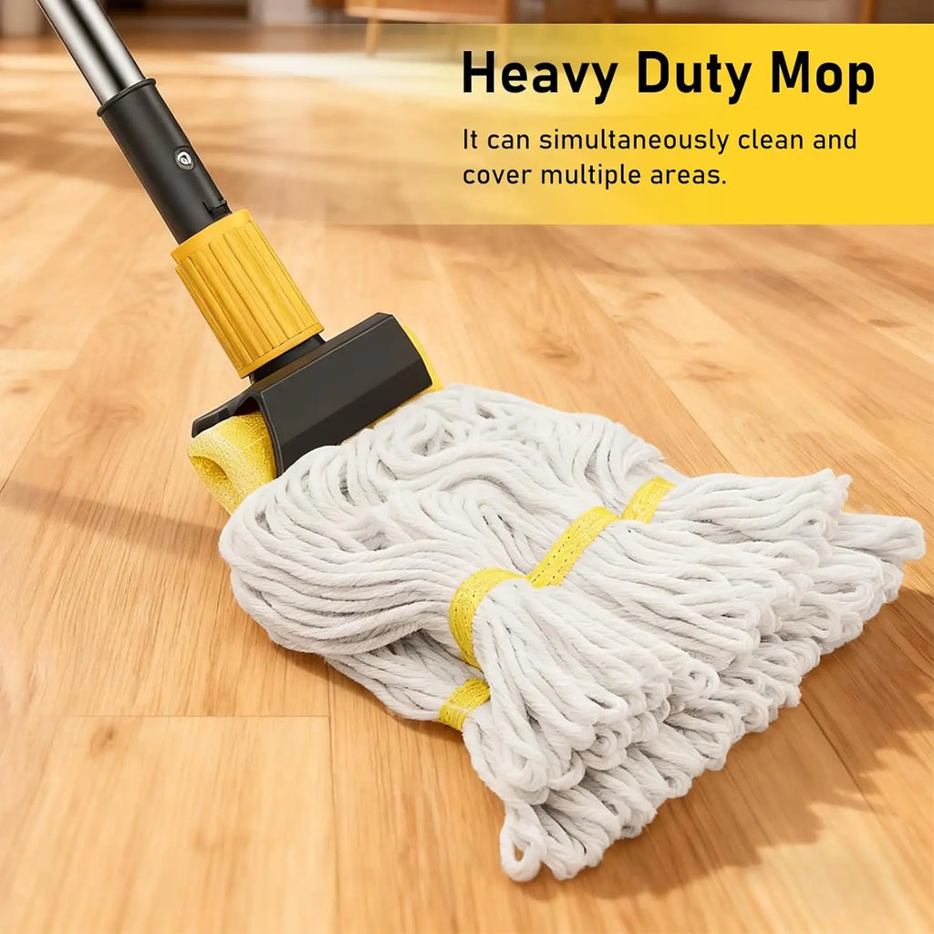 Heavy Duty Cotton String Wet Mop with Stainless Steel Handle for Commercial and Home Cleaning
