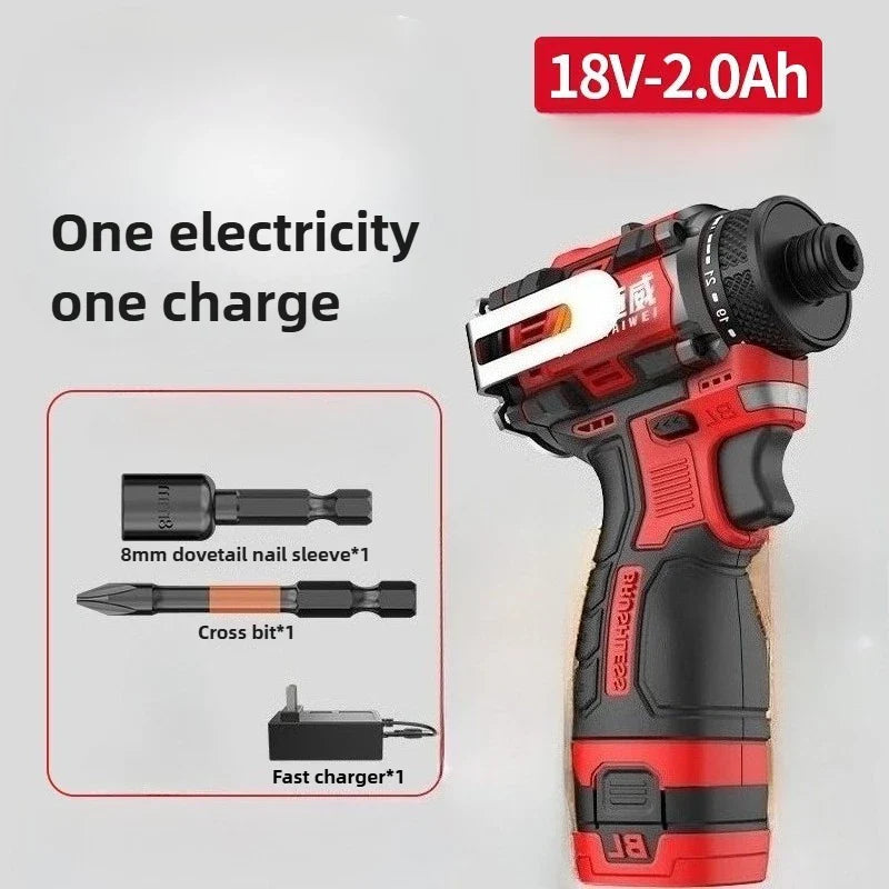 SUMAIWEI Brushless Electric Drill Cordless Knockable Driller Driver 80N.m 18V Screwdriver Li-ion Battery Electric Power Tools