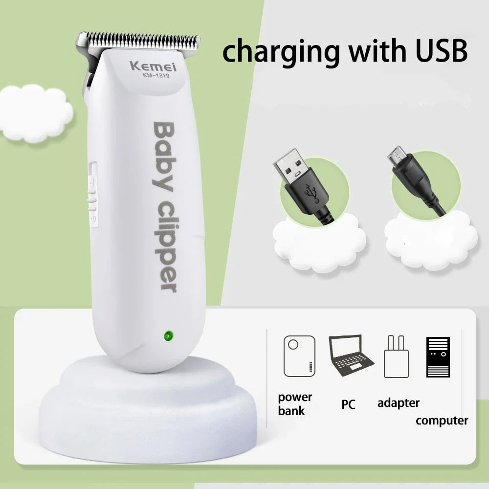 Kemei 1319 Portable Mini Kids Hair Cutting Machine Electric Baby Hair Trimmer Low Noise Hair Clipper Rechargeable Shaver Mute