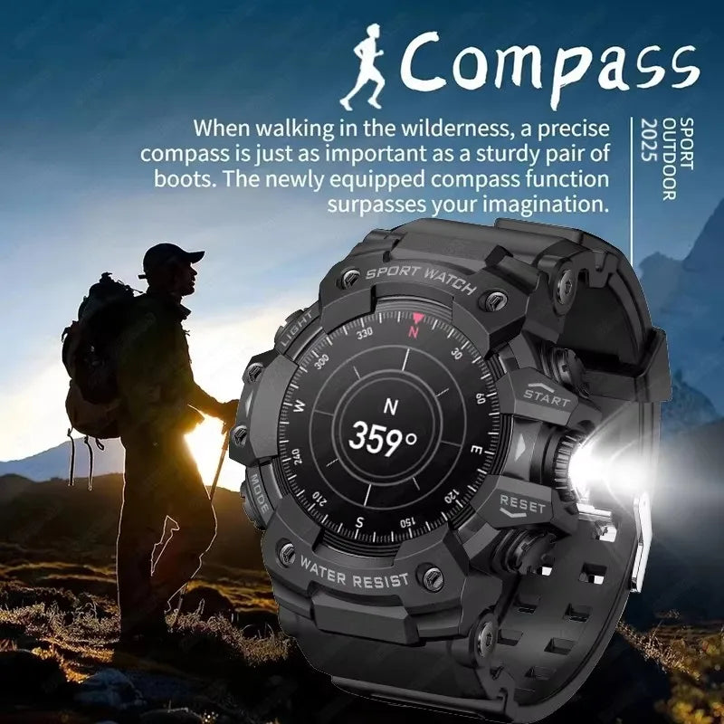 2026 Rugged Sports Smart Watch Bluetooth Calls Colorful Waterproof Military Smartwatches with Flashlight SOS COMPASS for Phone