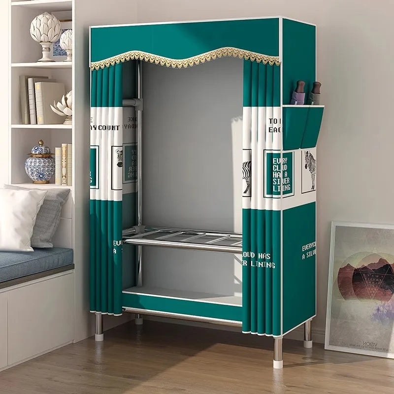 Portable Fabric Wardrobe Clothes Closet Bedroom Dorm Rental Room Small Folding Storage Cabinet Easy Assembly Durable Organizer