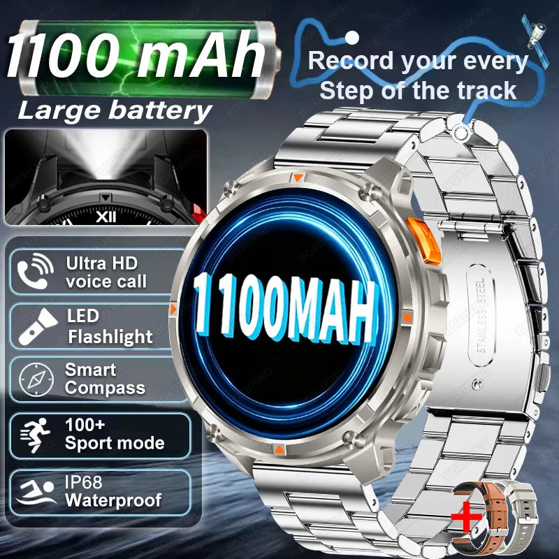 2026 New T-Rex3 Pro 1100mAh Battery Smart Watch Man GPS trajectory Sports Run tracker Outdoor Compass Military Smartwatch Men